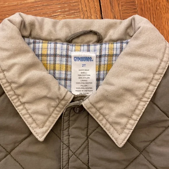 Gymboree Quilted Puffer Jacket in Olive and Beige - Picture 5 of 15